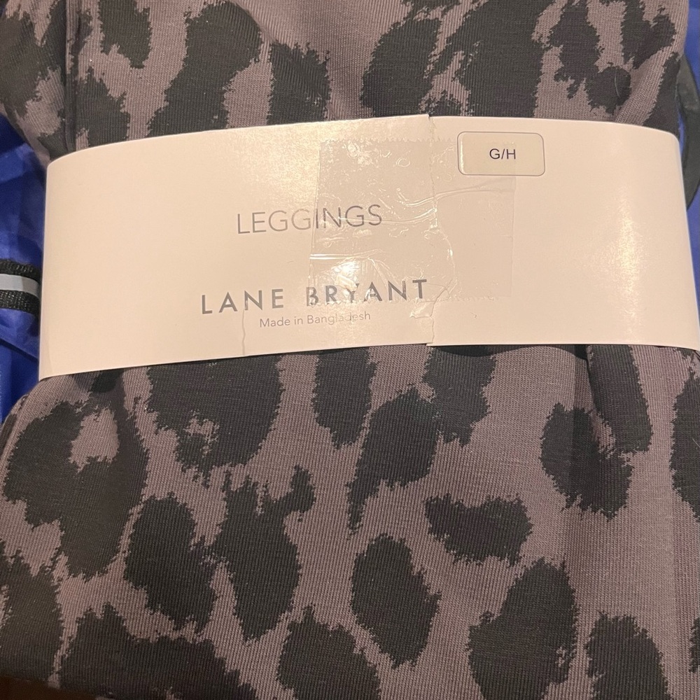 Lane Bryant Black and Gray Leopard Print Leggings